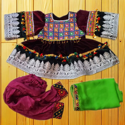 ✨ Luxurious Afghan Velvet Dress for Girls (3-4 Years) ✨