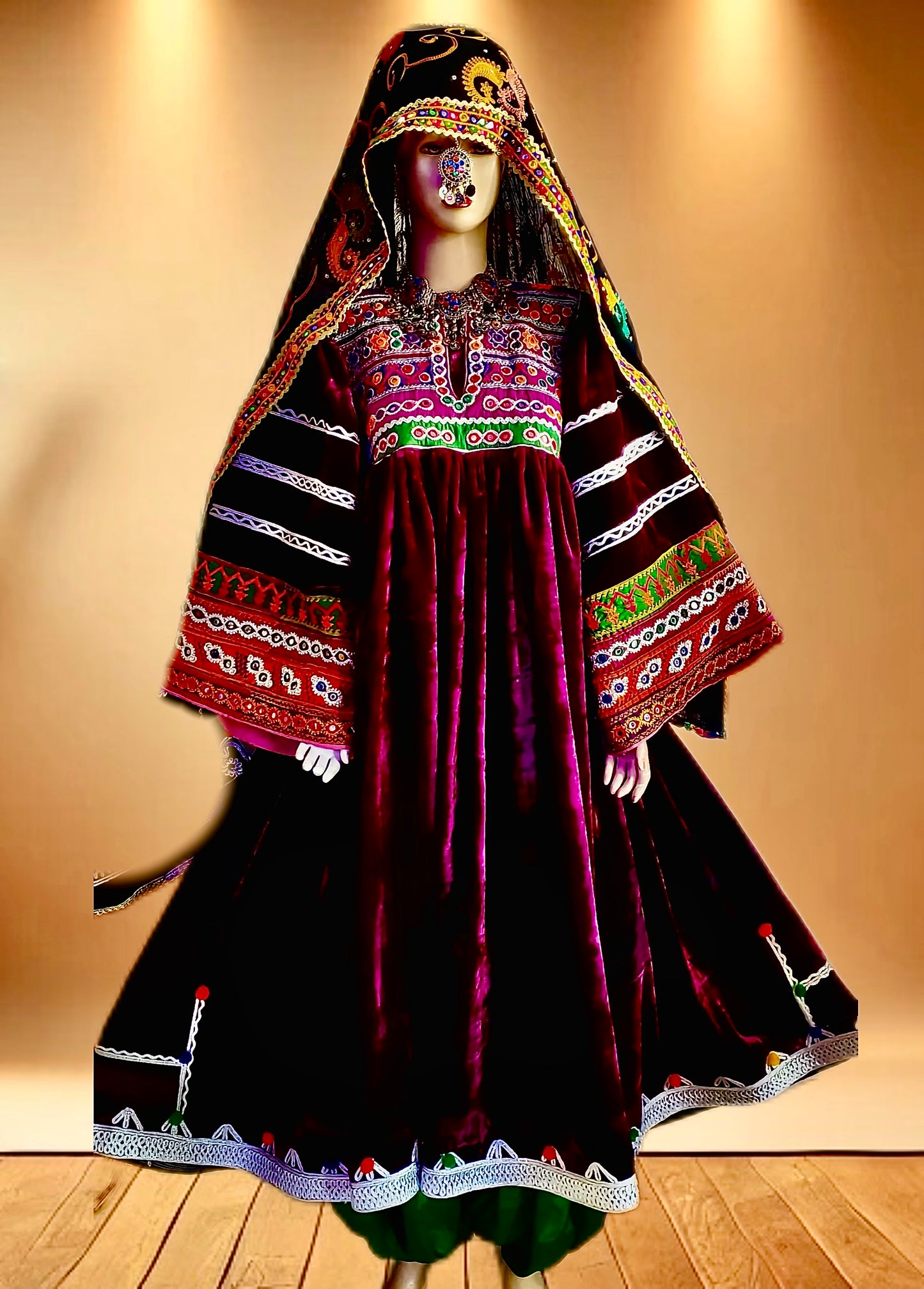 ✨ Majestic Afghan Velvet Dress – A Timeless Cultural Treasure ✨